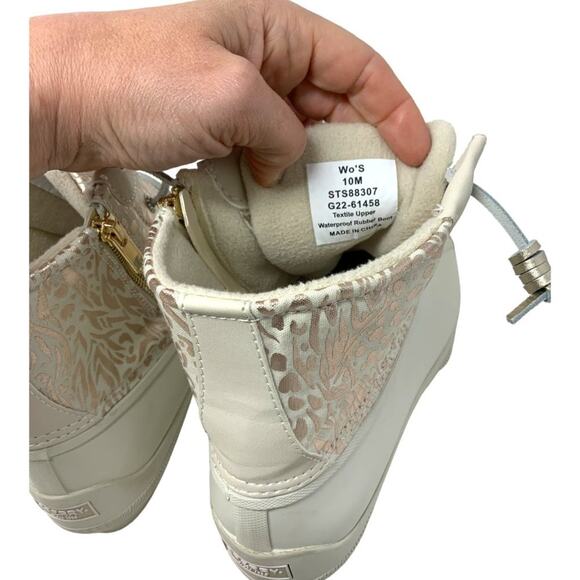 Sperry Saltwater Metallic Jacquard Duck Boot Size 10 NWT $110 MSRP - Picture 7 of 8